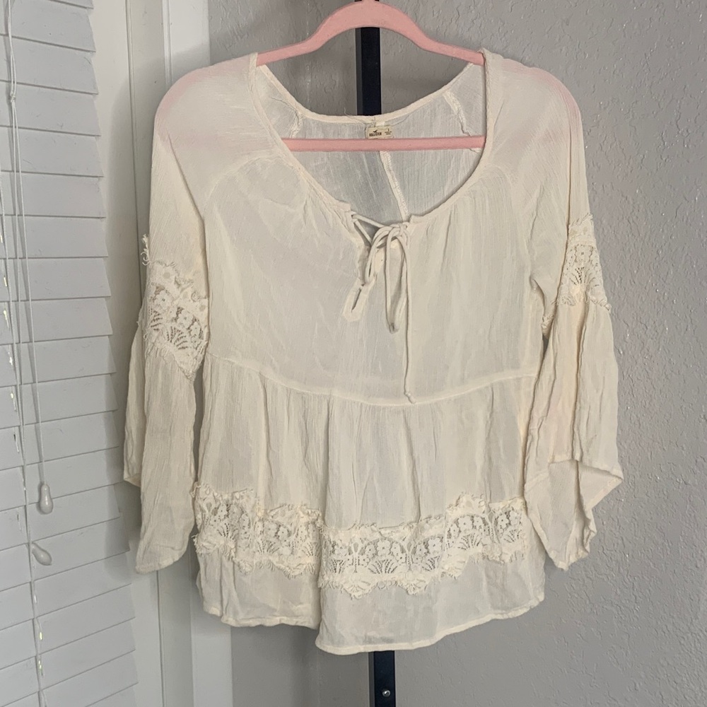 Hollister coastal cowgirl bohemian feminine flowy blouse top small